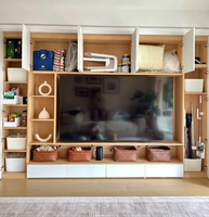 Meuble TV mural moderne de luxe en bois avec grande capacité de rangement pour salon et salle à manger, mobilier d'appartement écologique