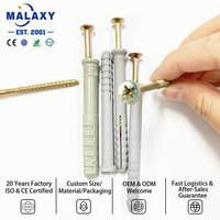 Vis d'expansion en plastique MALAXY, cheville murale en nylon PA6, ancrage standard DIN pour béton et brique, vis d'expansion en plastique personnalisée OEM