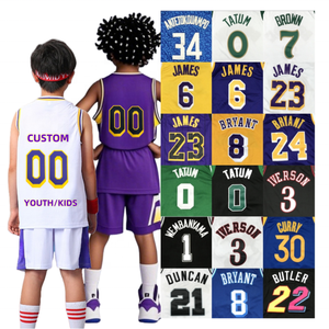 2025 equipo personalizado James 23 <span class=keywords><strong>Ja</strong></span> <span class=keywords><strong>Morant</strong></span> 12 Tatum 0 Durant 35 Jokic 15 Booker <span class=keywords><strong>1</strong></span> Stitch malla Retro niños camiseta de baloncesto juvenil Jerseys - Product Image 2