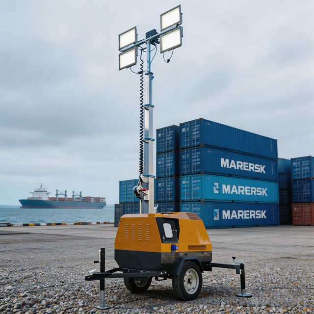 7m 9m LED Outdoor Portable Electric Hydraulic Manual Lifting Mast Solar Lighting Tower Silent Diesel Generator Set Tower Light