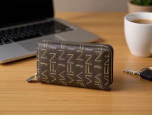 Cartera Larga de Mujer con Doble Cremallera, Gran Tamaño, de Microfibra y Cuero Sintético con Patrón de Letras, a la Moda - Product Image 2