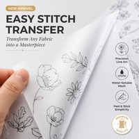 Feuilles de stabilisation pour broderie hydrosoluble DIY, motifs floraux pré-imprimés pour points de broderie, papier artisanal à transfert facile pour l'art textile