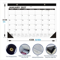 Cetak Kalender Dinding A3 Custom LOGO Foil Emas Tahunan Bulanan Mingguan, Perencana 12 Bulan dengan Penyangga, Kalender Promosi Kantor