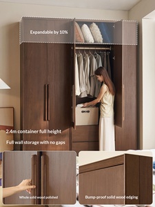 Armoire suspendue grande taille en bois écologique, style nordique mi-siècle, pour chambre <span class=keywords><strong>à</strong></span> coucher, meuble de rangement personnalisable - Product Image 2