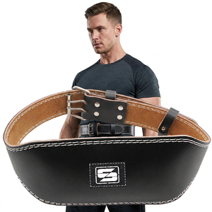 Heavy Duty Strong Plus Size Weightlifting Back Supported Cowhide Leather <b>Belt</b> with Buckle for Gym Fitness Training Body Building - Product Image 1