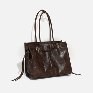 Sacs fourre-tout en PU de haute qualité, durables, grande capacité, avec fermeture éclair, imperméables, sacs à main de luxe pour ordinateur portable, sacs à main <span class=keywords><strong>vintage</strong></span> en <span class=keywords><strong>cuir</strong></span> souple pour femmes - Product Image 4
