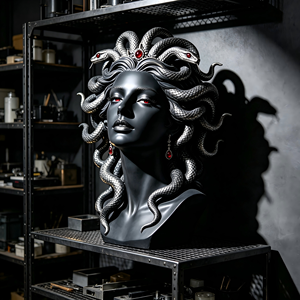 Scultura Personalizzata BZY del <span class=keywords><strong>Busto</strong></span> di Medusa, <span class=keywords><strong>Statua</strong></span> in Resina Nera Opaca per Interni ed Esterni, Decorazione Gotica per Showroom, Piazze, Casa - Product Image 4