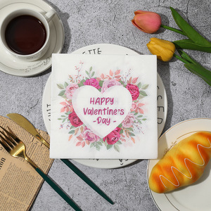 Valentine's Day Paper Napkins 330mm Printed Disposable For Party Celebration - Product Image 2