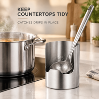 Support multifonctionnel en acier inoxydable 304 pour cuillères à soupe, couvercles de casseroles, organisateur de couverts intégré et support pour passoire de fondue