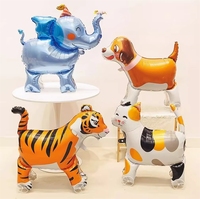 Ballons en feuille d'aluminium 4D, grands, en forme de dinosaure, de tigre, de chien, animaux marcheurs assortis, avec des jouets à roulettes pour la décoration de fête des enfants