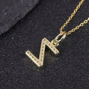 Usine de bijoux professionnels personnalisé A-Z breloques initiales petit Z pendentif collier or laboratoire cultivé diamant lettre pendentif - Product Image 2