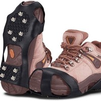 Crampons antidérapants JR Custom pour l'extérieur avec talon à 10 dents en acier au manganèse pour l'alpinisme et les pointes de chaussures de neige d'hiver