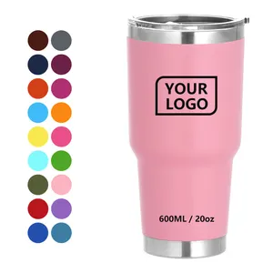 Factory Supply 30oz Powder Coated Double Wall Insulated Stainless Steel Tumbler Travel Coffee Mugs Custom Logo Printed With Lid