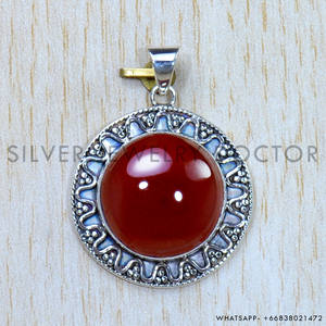 Accesorio de joyería fina de Plata de Ley 925, colgante de piedras preciosas de cornalina con diseño de encanto - Product Image 2