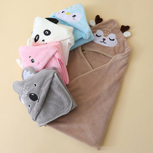 <span class=keywords><strong>Toalla</strong></span> de Baño para Bebé con Capucha <span class=keywords><strong>Grande</strong></span> de Felpa de Coral de Secado Rápido con Diseño de Animales de Dibujos Animados, Duradera y Bonita, para Baño - Product Image 4