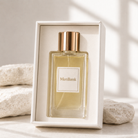 Flacon de parfum plat personnalisé 50 ml avec emballage en boîte, bouchon doré, flacon de parfum 1,7 oz, emballage avec estampage à chaud, logo personnalisé OEM ODM