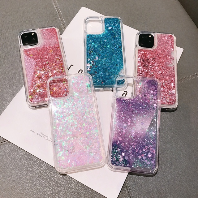 Customize Love Quicksand Silicone Durable Modern Liquid Sand Sliding Soft Anti-Fall Phone Case