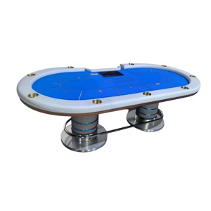 Table de <span class=keywords><strong>poker</strong></span> Texas Hold'em professionnelle pour 8 joueurs, 280*140cm, avec repose-pieds en acier inoxydable, rail rembourré blanc, accessoire de casino - Product Image 3