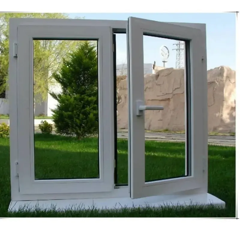 Atacado Casa Janelas Duplo Vidros Pvc Janela e Portas Branco Upvc Casement Janela