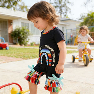 Ropa Personalizada para Bebé Niña Recién Nacida, Mono <span class=keywords><strong>con</strong></span> Estampado de Arcoíris, Body <span class=keywords><strong>con</strong></span> Volantes, Pantalones, Traje de Una Pieza para Regresar a Casa/Hospital - Product Image 3