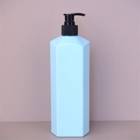 Nouvelle arrivée, flacon pompe cosmétique plat en plastique PET blanc de 500 ml, flacon vide pour lotion, shampoing et après-shampoing