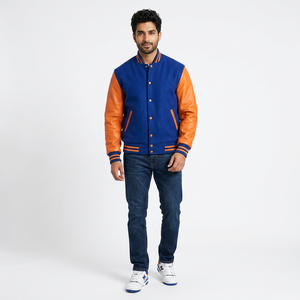 FINER THREADS Men's Winter Customized Fabric Breathable Stand Collar Covered Button Embroidered Logo Polyester/Cotton <b>Jacket</b> - Product Image 1