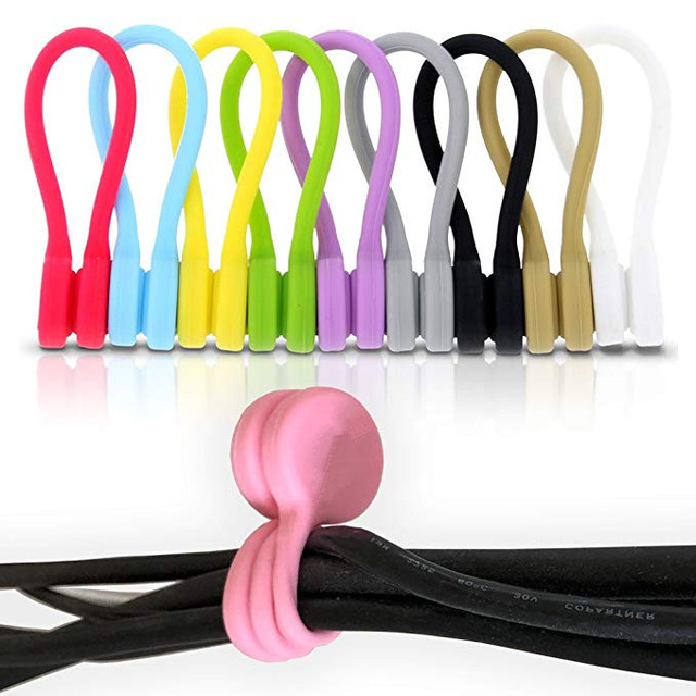 Wholesale Custom Colored Silicone Reusable Magnetic Cable Ties Cord Organizers Cord Ties Cable Ties