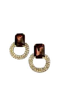 Petites boucles d'oreilles modernes plaquées or faites à la main avec diamant marron ensemble de bijoux vintage glamour à vendre par les exportateurs - Product Image 2