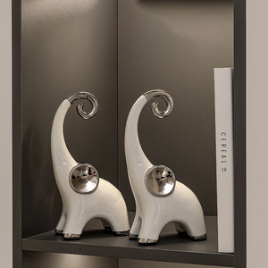 ของตกแต่งบ้านหรูหราสไตล์สร้างสรรค์ รูปปั้นช้างเซรามิก สำหรับตกแต่งห้องนั่งเล่น ตู้วางทีวี ของขวัญขึ้นบ้านใหม่ - Product Image 2