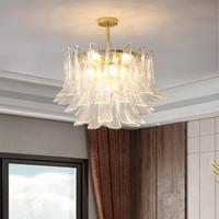 Lustre LED vintage en verre brumeux, style rétro de luxe, éclairage de plafond à spectre complet pour la protection des yeux, style américain