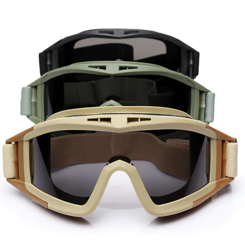 Occhiali tattici sport all'aria aperta con 3 lenti resistenza agli urti caccia occhiali UV-400 occhiali per la guida in moto