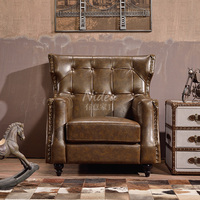Nidea Amerikanischer Vintage Handgefertigter Chesterfield-Sessel mit Hoher Knopfheftung und Echtleder-Bezug für Schlafzimmer und Lounge