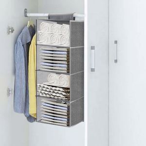 Estantes colgantes de armario de almacenamiento, organizador colgante de armario de tela, organizador colgante de armario de 4 estantes con ganchos - Product Image 6