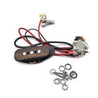Set Sirkuit Pickup Kayu 3 Senar Baru 1V1T 500K-M7-18 dengan Jack 6.35 Warna Kayu untuk Gitar