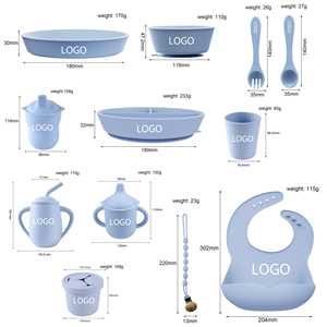 BPA miễn phí 5 trong 1 Silicone bé ăn Hộp Quà Tặng thiết lập bao gồm bát tấm đào tạo cup núm vú Clip yếm muỗng-để sử dụng nhà - Product Image 5