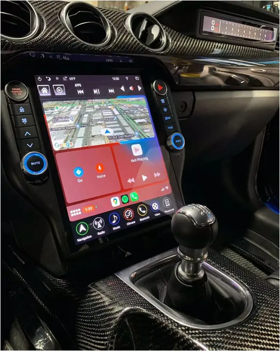 Android 12.1 Layar Tesla PX6 9.0 Inci, Radio Stereo Navigasi Gps Mobil untuk Ford Mustang 2015-2021, Carpaly 4 + 64GB/Android Auto