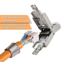 Conector sin herramientas 8P8C Cat7 RJ45, aleación de Zinc, terminación Cat8 completamente blindada, enchufe Modular para Cable Ethernet, conector 8P8C RJ45