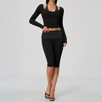 Nouvel Arrivage Ensemble de Yoga Effet Deux Pièces en Tissu Brossé pour Femme, Coupe Ajustée, Effet Ventre Plat, Effet Push-Up, Séchage Rapide, Tenue de Sport
