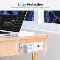 Multiprise encastrable de bureau avec 2 prises CA et 2 ports USB-A, prise de courant dissimulée pour bureaux à domicile