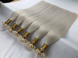 Extensiones de Cabello Humano con Punta Plana, Doble Trama, Pre-adheridas con Queratina, Rusas, 100% Remy, Color Rubio Virgen - Product Image 4
