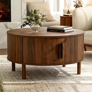 <span class=keywords><strong>Mesa</strong></span> de Centro Moderna Redonda de Madera de Nogal Oscuro <span class=keywords><strong>con</strong></span> Tapa Elevable y Almacenamiento, <span class=keywords><strong>Mesa</strong></span> de Salón <span class=keywords><strong>con</strong></span> <span class=keywords><strong>Estante</strong></span> - Product Image 5