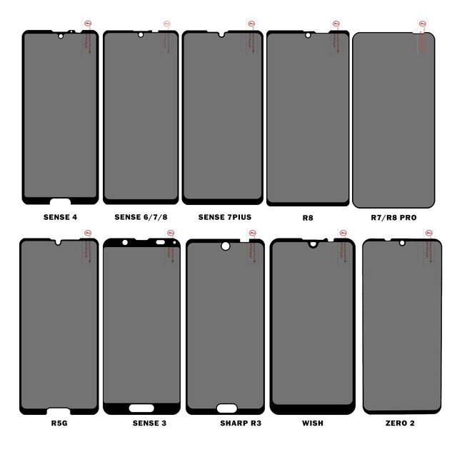 Anti-Shock Anti-Scratch 9H Privacy 2.5D Tempered Glass Screen Protector Anti-Fingerprint for AQUOS Mobile Phone