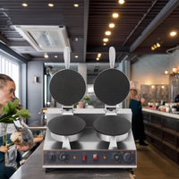 Machine à gaufres coniques commerciale à 2 plaques, machine à gaufres multifonction, adaptée aux restaurants et aux hôtels