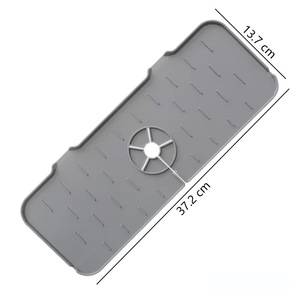 Silicone Drain Mat For Sinks And Washbasins 37.2 Cm X 13.7 Cm Drop In Matte Gray Eco Friendly Kitchen Sink Splash Proof Pad - Product Image 1