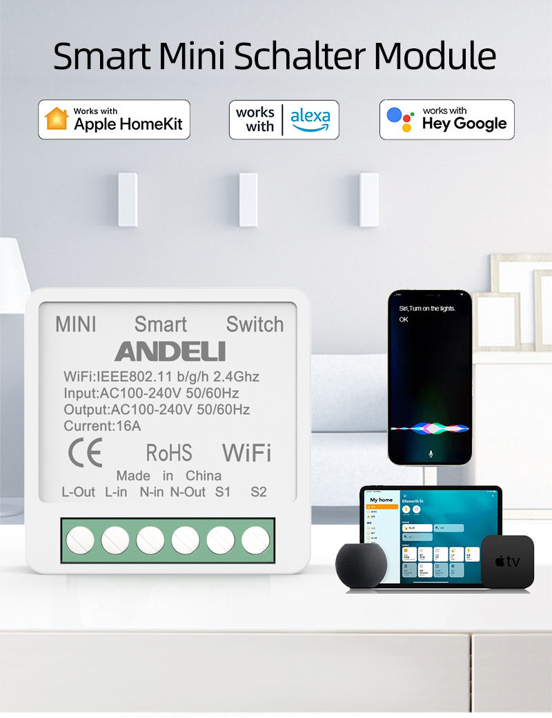 CozyLife WIFI Mini Switch Module Relay 16A 1Gang Apple Homekit