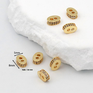 Perles <span class=keywords><strong>en</strong></span> laiton plaqué or 18 carats, forme tonneau/rond, zircon, trou traversant, design taille fine, pour bracelet/<span class=keywords><strong>collier</strong></span> <span class=keywords><strong>en</strong></span> cristal, fabrication de bijoux DIY - Product Image 3