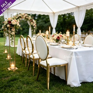 New Luxury Hotel Restaurant Banquet Party Decoration Furniture Gold Stainless Steel Wedding <b>Chair</b> - Product Image 1
