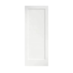 Porte d'appartement moderne de style Shaker, en bois massif prélaqué blanc, à âme creuse en polymère, moulée, insonorisée - Product Image 1