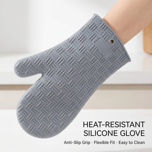 Gants <span class=keywords><strong>de</strong></span> <span class=keywords><strong>cuisine</strong></span> en silicone <span class=keywords><strong>de</strong></span> qualité alimentaire sans BPA, antidérapants, à motif texturé, résistants à la chaleur, pour la cuisson au four - Product Image 5