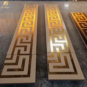 Springletile Decorative Tile Strips White And Gold Home 3D For Living Room Wall Floor Ceramic Border Tiles